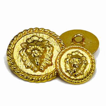 M-7931  Matte Gold Lion's Head Metal Fashion Button, 2 Sizes 