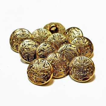 M-8170AG Antique Gold Shirt Button with Crest, 1/2" - Sold by the Dozen