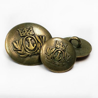 M-818-Antique  Brass Blazer Button, 2 Sizes