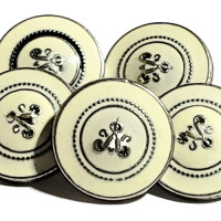 M-819 Silver with Ivory Epoxy and Crest Shirt Button, Sold by the Dozen