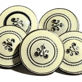 M-819 Silver with Ivory Epoxy Crest Shirt Button, 7/16" - Sold by the Dozen