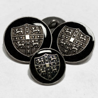 M-823 - Blazer Button in Antique Silver with Black Epoxy, 3 Sizes