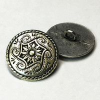 M-866 Antique Silver Southwestern Metal Button, 13/16"