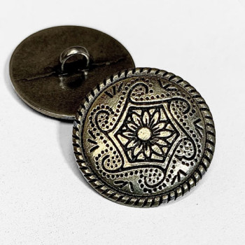 M-868 Antique Silver Southwestern Metal Button, 13/16"