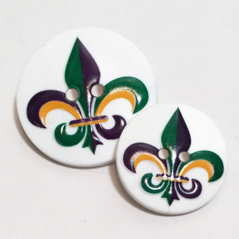 Mardi Gras Fleur-Di-Lis Button - 2 Sizes Mardi Gras Fleur-Di-Lis Button - 2 Sizes