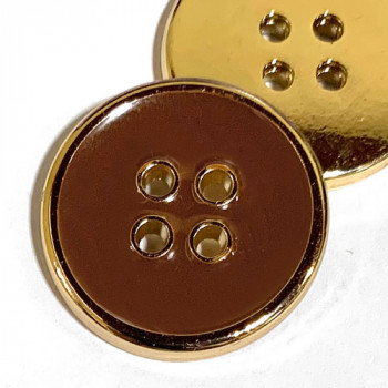 MK-2905 Gold Metal Button with Brown Epoxy, 1"