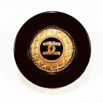 MLP-1713 Black and Gold CC Button with Black Epoxy, 1-1/4"