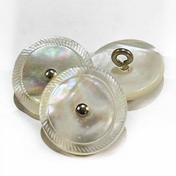 MP-0041 - Vintage, White MOP Pin-Shank Button, 3/4"