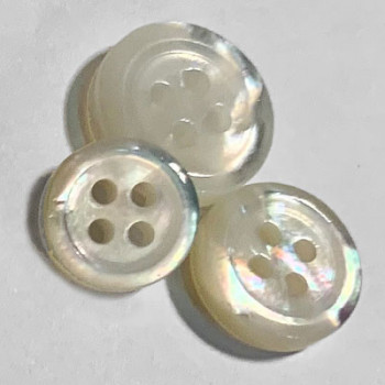 MP-180 - White Mother-of-Pearl Shirt Button, 3mm thick - 10mm only
