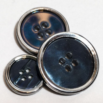 P-12137 Iridescent Blue + Silver Button, in 3 Sizes P-12137 Iridescent Blue + Silver Button, in 3 Sizes