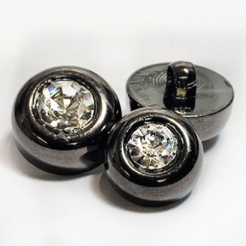 RG-1340 Gunmetal and Rhinestone Button - 2 Sizes