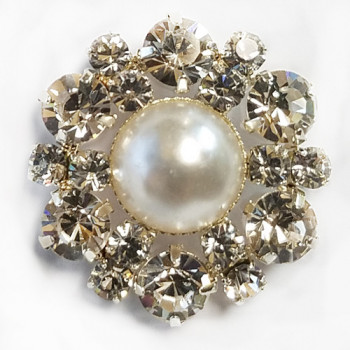 RHP-126-Pearl and Rhinestone Button 