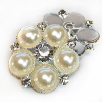 RHP-37 Pearl and Rhinestone Button, 3 Sizes 