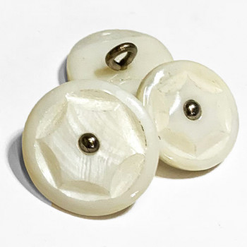 RSW-0300 - Vintage, White Rivershell Shank Button, 2 Sizes