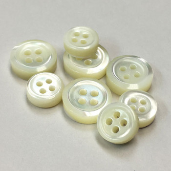 TR-8 - White Trocas Shell Shirt Button, 9mm only - 3mm thick
