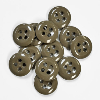 WBC-2606 Polished Dark Khaki Melamine Button, 14mm - Sold by the Dozen
