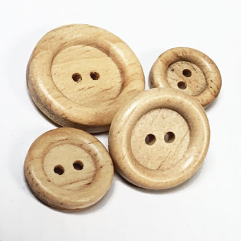 WD-1186 Natural Wood 2-hole Button, 4 Sizes