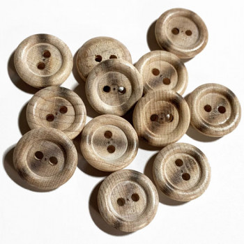 WD-201A - Burnt Wood Button, 5/8" - Sold by the Dozen