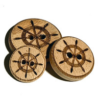 WD-280 Ship's Wheel Wooden Button, 3 Sizes