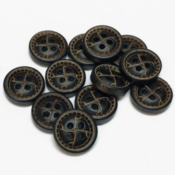 WD-99102 Antique Brown Wood Shirt Button, 11.5mm - Sold by the Dozen