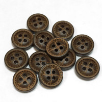 WD-99103 Brown Wood Shirt Button, 11.5mm - Sold by the Piece