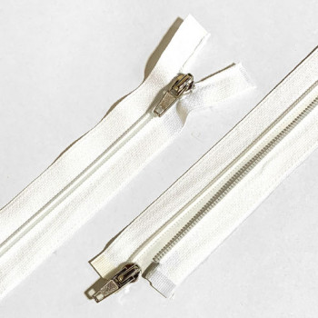 ZPC-5WS-18 - White #5 Plastic Coil Separating Zipper - 18 inch, Silver Zipper Head