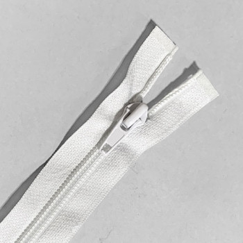 ZPC-5W-18 - White #5 Plastic Coil Separating Zipper - 18 inch, White Zipper Head