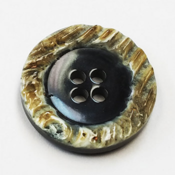H-1279-Grey Textured Horn-Look Button, 3 Sizes