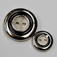 MSP-7245  Silver with Black Epoxy Button  - 2 Sizes