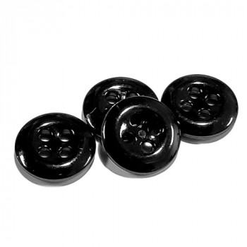 WBC-1900 Polished Black Melamine Button, 14mm - Sold by the Dozen